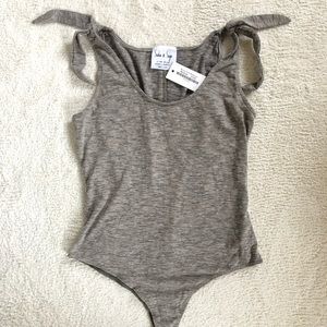 Grey Adjustable-Tie Bodysuit (size medium)